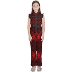 Pattern, Red, Black,  Kids  Sleeveless Ruffle Edge Band Collar Chiffon One Piece by 2607694c