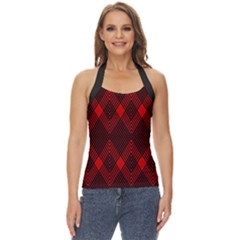 Pattern, Red, Black,  Basic Halter Top by 2607694c