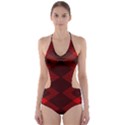 pattern rot schwarz Cut-Out One Piece Swimsuit View1