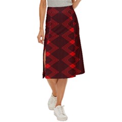 Pattern Rot Schwarz Midi Panel Skirt by dedoma