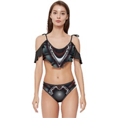 Fractal Eye Ruffle Edge Tie Up Bikini Set	 by dedoma