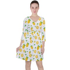 Illustrations Lemon Citrus Fruit Yellow Quarter Sleeve Ruffle Waist Dress by anzea