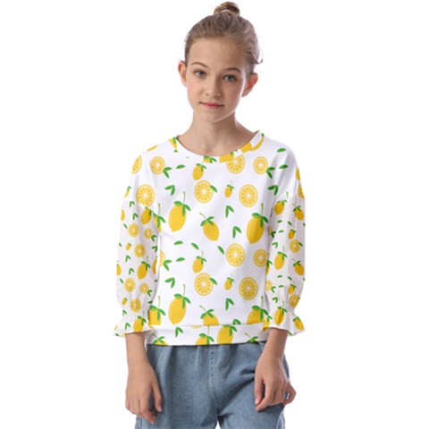 Illustrations Lemon Citrus Fruit Yellow Kids  Cuff Sleeve Top by anzea