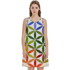 Mandala Rainbow Colorful Round Neck Sleeve Casual Dress With Pockets by Ndabl3x