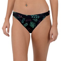 Tropical Leaves Pattern Band Bikini Bottoms by Hannah976