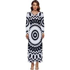 Circular Concentric Radial Symmetry Abstract Long Sleeve Longline Maxi Dress by Proyonanggan