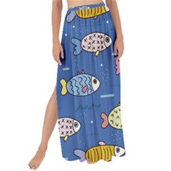 Sea Fish Blue Submarine Animal Maxi Chiffon Tie-up Sarong by Proyonanggan