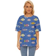 Sea Fish Blue Submarine Animal Oversized Basic T-shirt by Proyonanggan