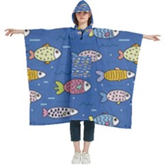 Sea Fish Blue Submarine Animal Women s Hooded Rain Ponchos by Proyonanggan