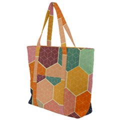 Abstract Hex Hexagon Grid Pattern Honeycomb Zip Up Canvas Bag by Proyonanggan