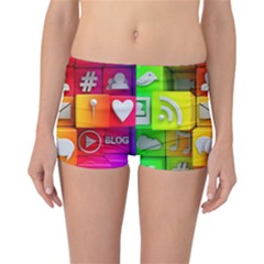 Colorful 3d Social Media Reversible Boyleg Bikini Bottoms by Ket1n9