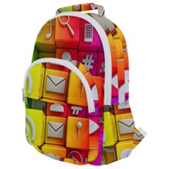 Colorful 3d Social Media Rounded Multi Pocket Backpack by Ket1n9