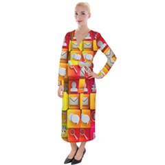 Colorful 3d Social Media Velvet Maxi Wrap Dress by Ket1n9