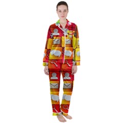 Colorful 3d Social Media Women s Long Sleeve Satin Pajamas Set	 by Ket1n9