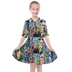 Vintage Horror Collage Pattern Kids  All Frills Chiffon Dress by Ket1n9