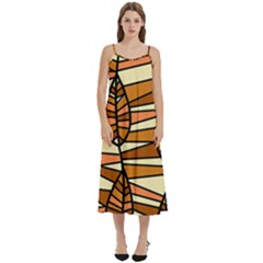 Autumn Leaf Mosaic Seamless Casual Spaghetti Strap Midi Dress by Hannah976