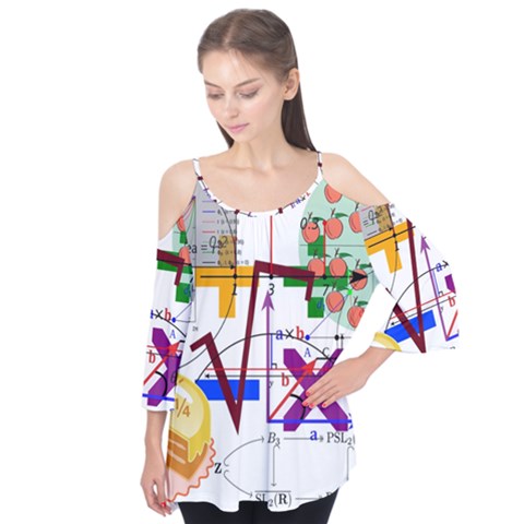 Mathematics Formula Physics School Flutter Sleeve T-shirt by Bedest