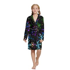 Snowflakes Snow Winter Christmas Kids  Long Sleeve Velvet Lounge Robe by Bedest