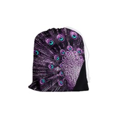 Purple Peacock Drawstring Pouch (medium) by Bedest