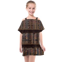 Old Bookshelf Orderly Antique Books Kids  One Piece Chiffon Dress by Ravend