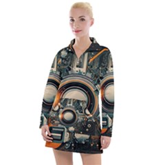 Technology Robot Internet Processor Women s Long Sleeve Casual Dress by Ravend