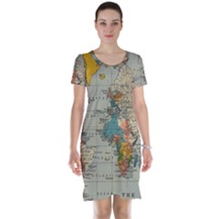 Vintage World Map Short Sleeve Nightdress by Loisa77