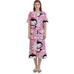 Cute Penguin Pattern Women s Cotton Short Sleeve Nightgown by Loisa77