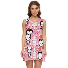 Cute Penguin Pattern Tiered Sleeveless Mini Dress by Loisa77