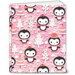 Cute Penguin Pattern 8  X 10  Softcover Notebook by Loisa77