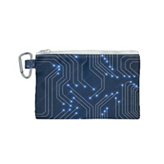 Seamless Pattern Of Glowing Circuit Board Neon Technology Canvas Cosmetic Bag (small) by Loisa77