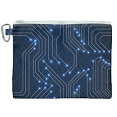 Seamless Pattern Of Glowing Circuit Board Neon Technology Canvas Cosmetic Bag (xxl) by Loisa77