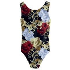 Roses Seamless Pattern Floral Kids  Cut-out Back One Piece Swimsuit by Loisa77