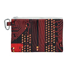 Red Circuit Board Texture Red Circuit Digital Texture Circuit Board Red Technology Canvas Cosmetic Bag (large) by Loisa77