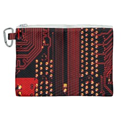 Red Circuit Board Texture Red Circuit Digital Texture Circuit Board Red Technology Canvas Cosmetic Bag (xl) by Loisa77