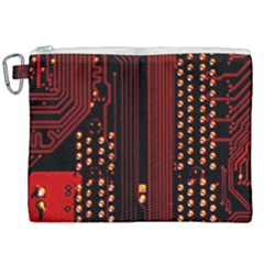 Red Circuit Board Texture Red Circuit Digital Texture Circuit Board Red Technology Canvas Cosmetic Bag (xxl) by Loisa77