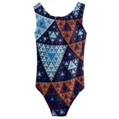 Fractal Triangle Geometric Abstract Pattern Kids  Cut-out Back One Piece Swimsuit by Cemarart