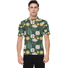 Flower Green Pattern Floral Men s Short Sleeve Rash Guard by anzea