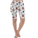 Flower White Pattern Floral Cropped Leggings  View1