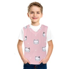 Cute Cat Cartoon Doodle Seamless Pink Pattern Kids  Basketball Tank Top by Grandong