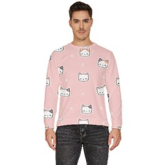 Cute Cat Cartoon Doodle Seamless Pink Pattern Men s Fleece Sweatshirt by Grandong