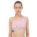 Cute Cat Cartoon Doodle Seamless Pink Pattern Spliced Up Bikini Top  View1