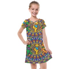 Dead Dancing Bears Grateful Dead Pattern Kids  Cross Web Dress by Grandong