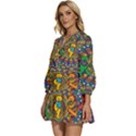 Dead Dancing Bears Grateful Dead Pattern V-Neck Placket Mini Dress View2