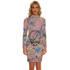 Grateful Dead Artsy Long Sleeve Shirt Collar Bodycon Dress by Bedest