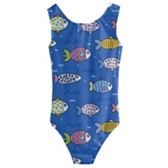 Sea Fish Blue Submarine Animals Kids  Cut-out Back One Piece Swimsuit by Loisa77