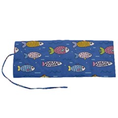 Sea Fish Blue Submarine Animals Roll Up Canvas Pencil Holder (s) by Loisa77