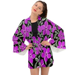 Flowers Nature Bloom Flora Bouquet Long Sleeve Kimono by Loisa77