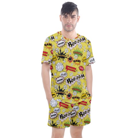 Cartoon Comics Pattern Men s Mesh T-shirt And Shorts Set by Loisa77