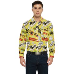 Cartoon Comics Pattern Men s Long Sleeve Pocket Shirt  by Loisa77