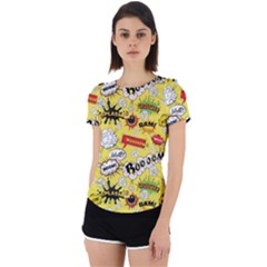 Cartoon Comics Pattern Back Cut Out Sport T-shirt by Loisa77